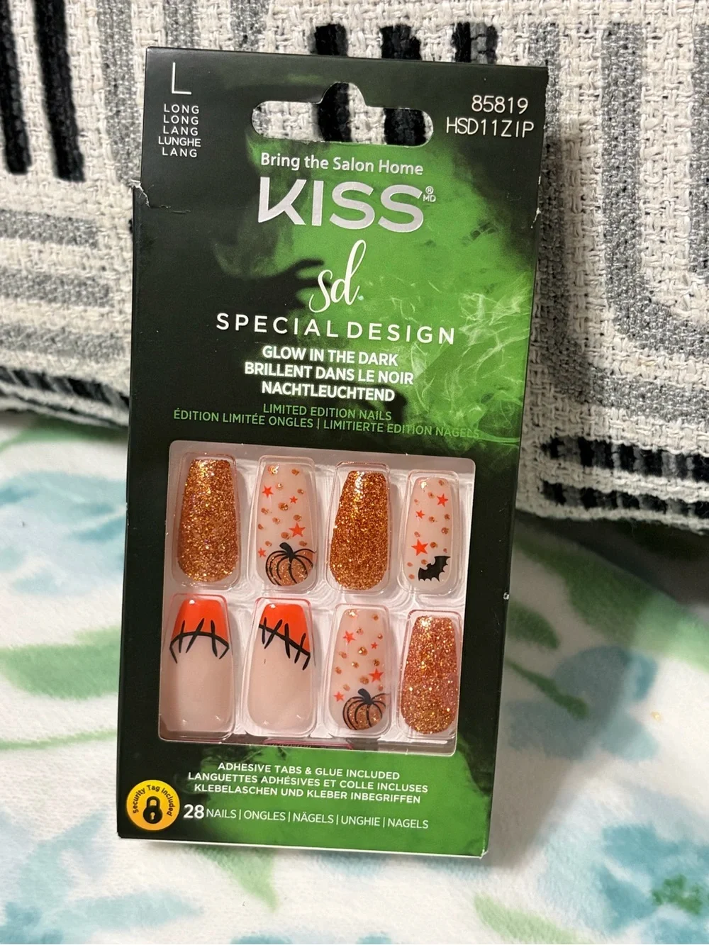 Kiss Kids Glow-in-the-Dark Halloween Press-On Nails - Orange, Gold, Black